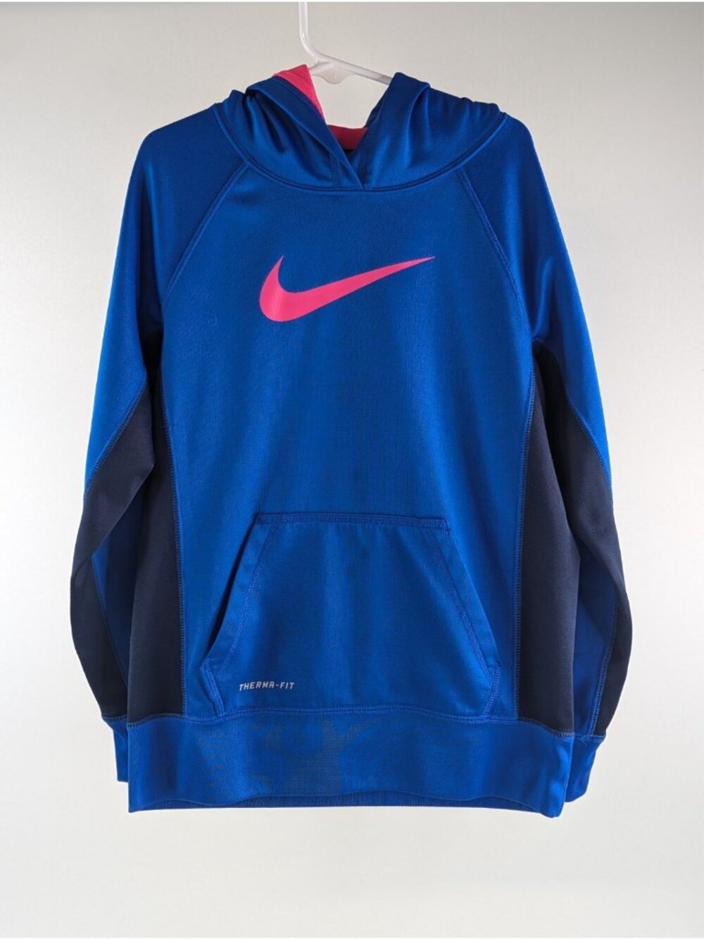 Nike Dri Fit Hoodie Youth Medium Blue Black Magenta Pullover Hooded Sweatshirt - Picture 10 of 10